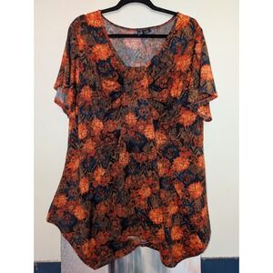 New Directions Woman Multicolored‎ Size 2X Flowy Sleeves A Line Handkerchief Hem